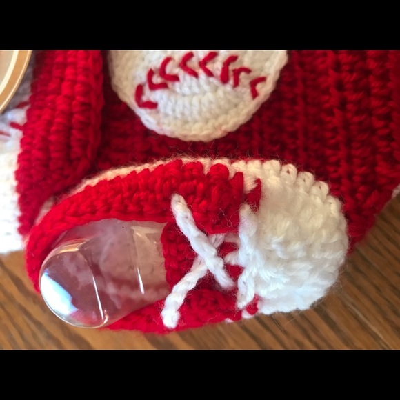 3 Piece Baseball Adorable Hand Crocheted Baby Set - Picture 6 of 7